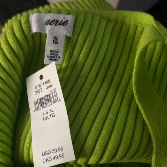 Aerie (XL) Lime Green Cropped Ribbed Cami - Picture 4 of 11